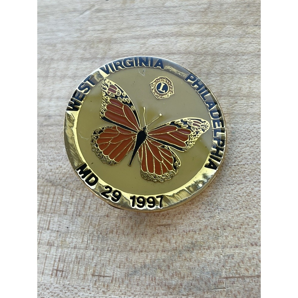 Lions Club West Virgina Philadelphia MD 29 1997‎ Butterfly Lapel Pin Vintage